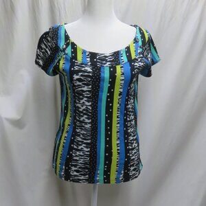 Rafaella Cap Sleeve Multi Color Top